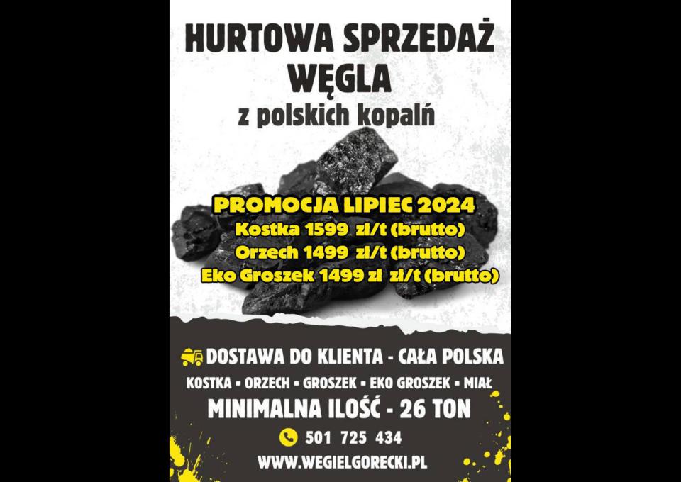 Węgiel hurt z polskich kopalni. Promocja Lipiec 2024