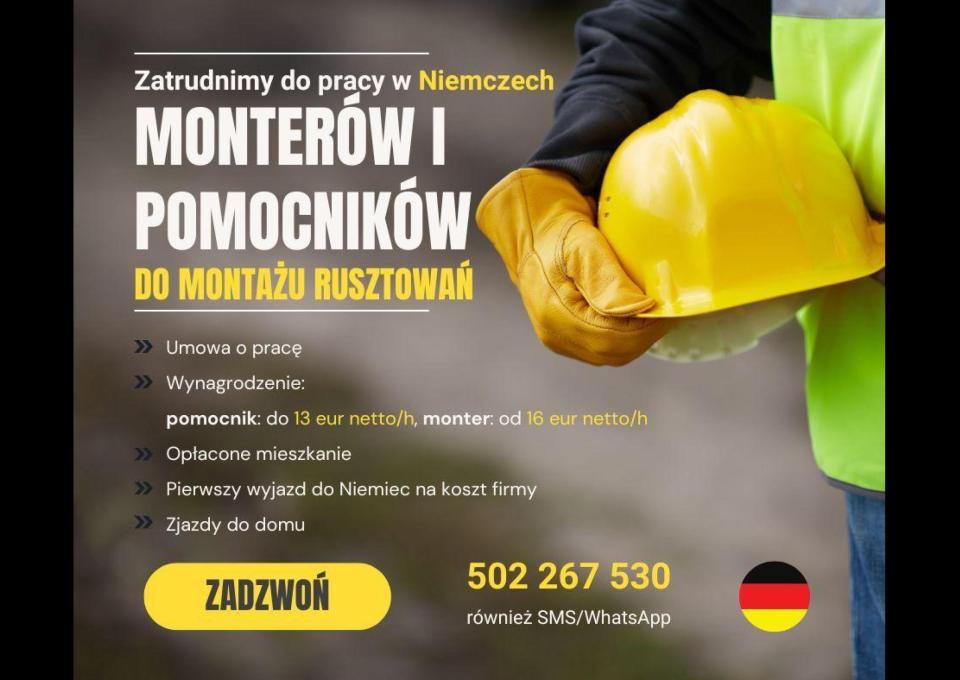 Monterzy i pomocnicy do montażu rusztowań – Niemcy