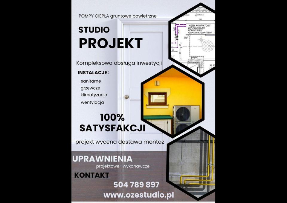 INSTALACJE GRZEWCZE SANITARNE POMPY CIEPŁA KOMPLEKSOWA REALIZACJA OZE STUDIO PROJEKT BIAŁYSTOK
