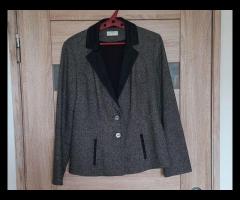 Marynarka, żakiet, wełna, ciemnoszara, klapy czarne, rozm. M - stan idealny