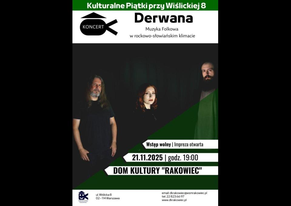 21.11 - Koncert zespołu DERWANA | Kulturalne Piątki przy Wiślickiej 8