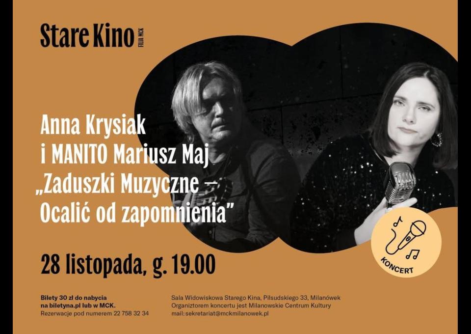 28.11 - Zaduszki muzyczne: "Ocalić od zapomnienia" Anna Krysiak, Mariusz Maj