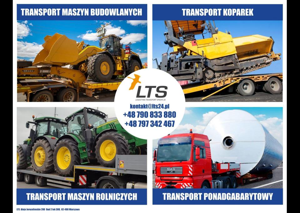Transport ponadnormatywny - ponadgabarytowy, niskopodwoziowy, kombajnu