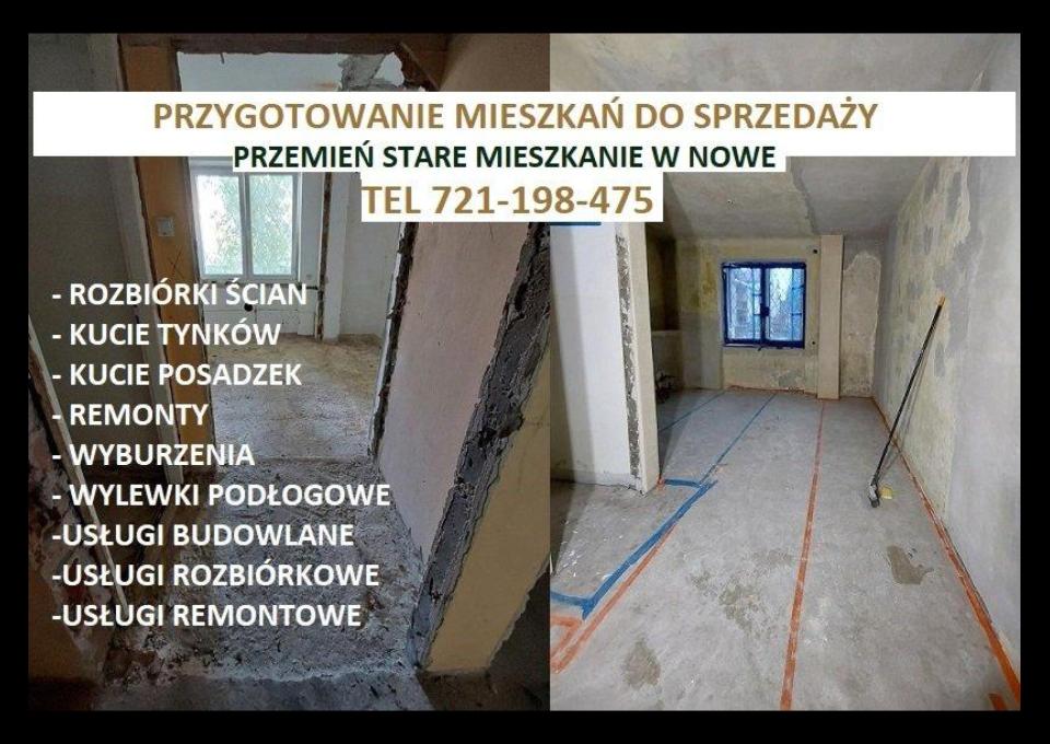 Przygotowanie mieszkań do sprzedaży - Remonty mieszkań / Rozbiórki ścian / Kucie płytek i tynków
