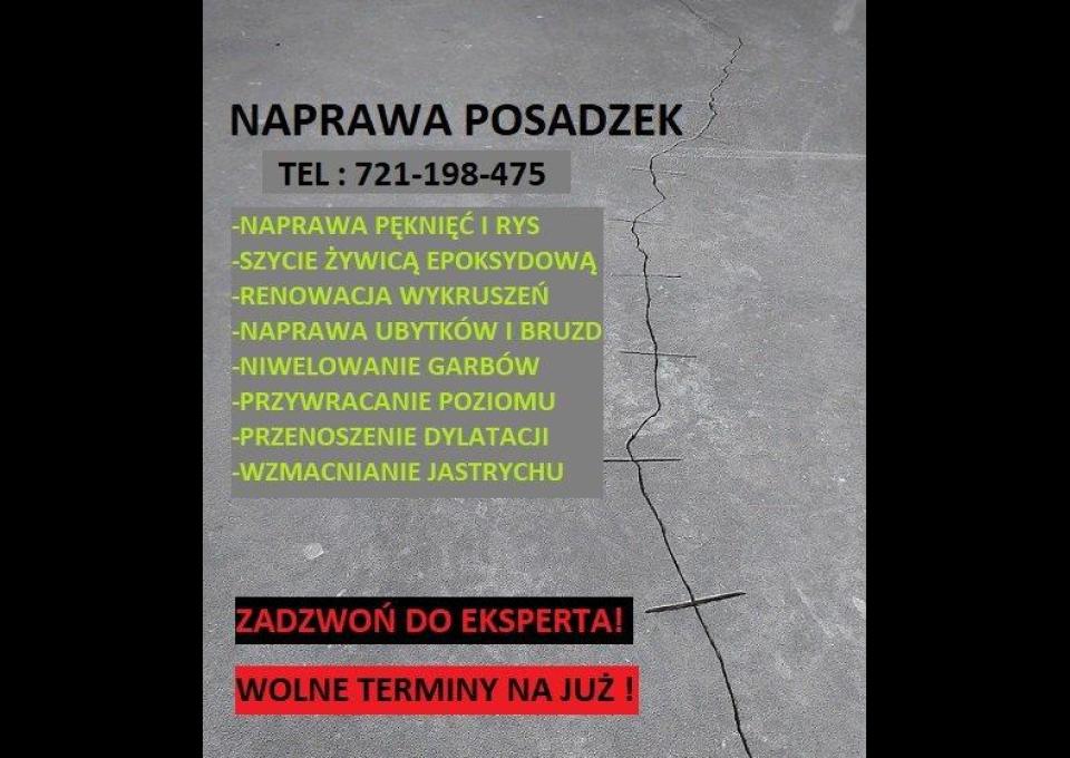 NAPRAWA PĘKNIĘĆ POSADZEK / RENOWACJA WYLEWEK KRUSZĄCYCH SIĘ / SZLIFOWANIE / SZYCIE RYS ŻYWICĄ